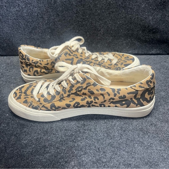 Madewell Sidewalk Sneakers Size 7 Brown White Leopard Print Low Top Lace Up - Picture 7 of 9